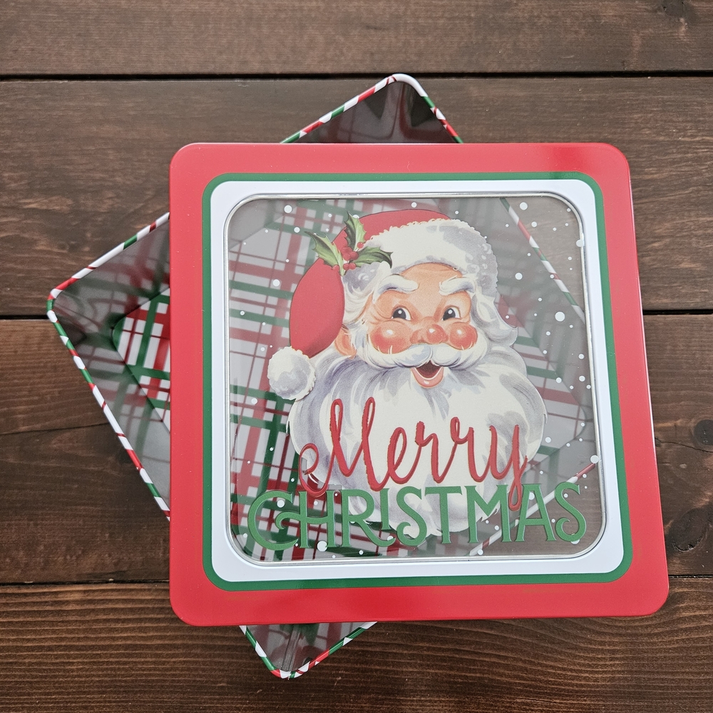 Ashland‎ Merry Christmas Square Metal Tin with Santa on the Lid NEW